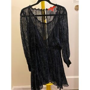 Hilfiger Collection cocktail dress with navy velvet stripes